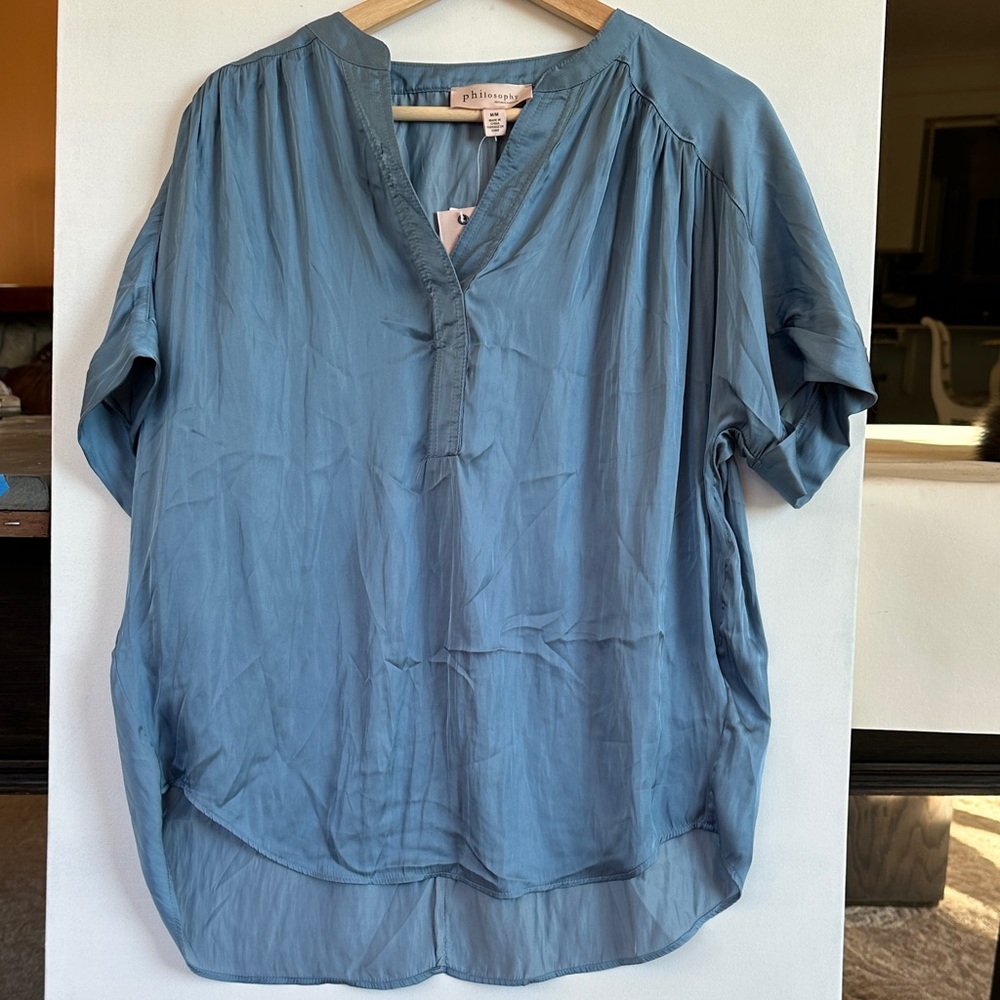 Philosophy light blue silky Blouse for Women new with tags